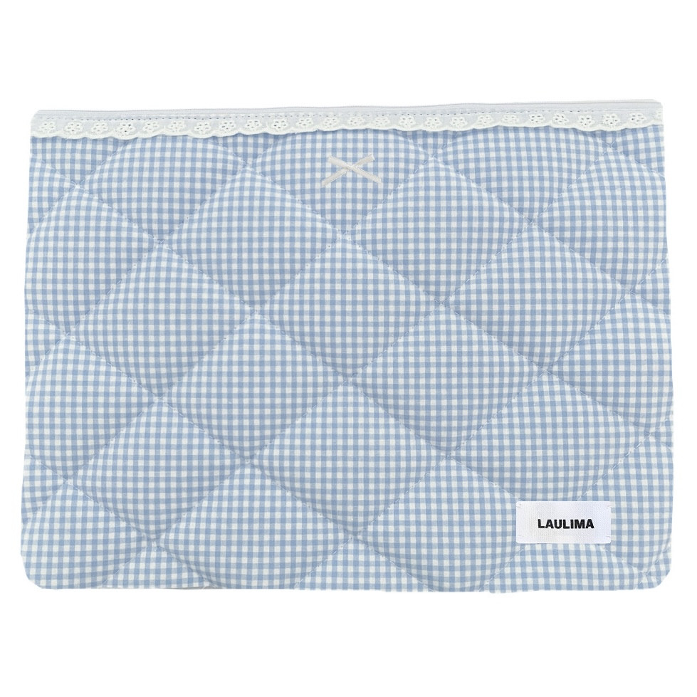 Light Blue Gingham Laptop Case