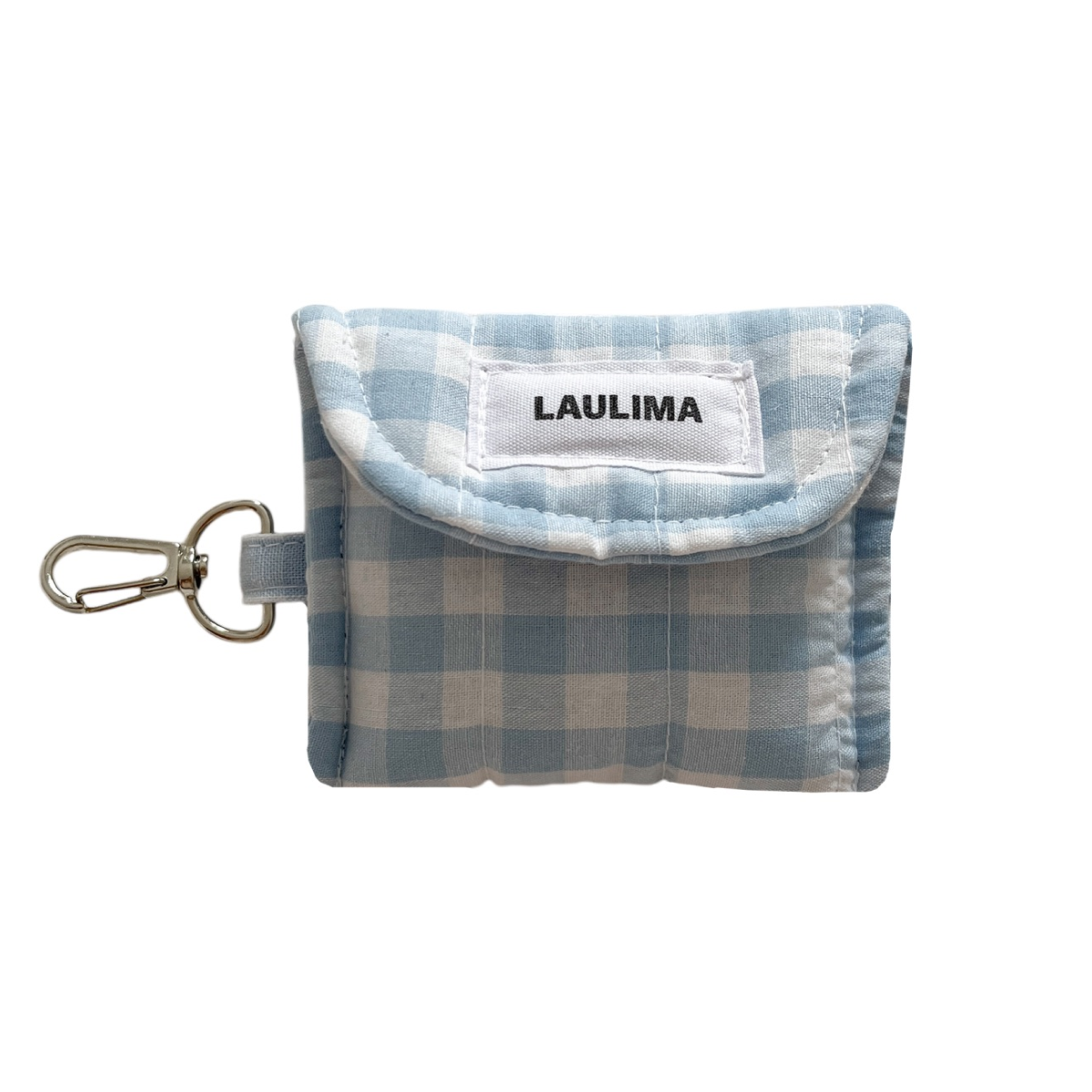 Light Blue Gingham Earbuds Case