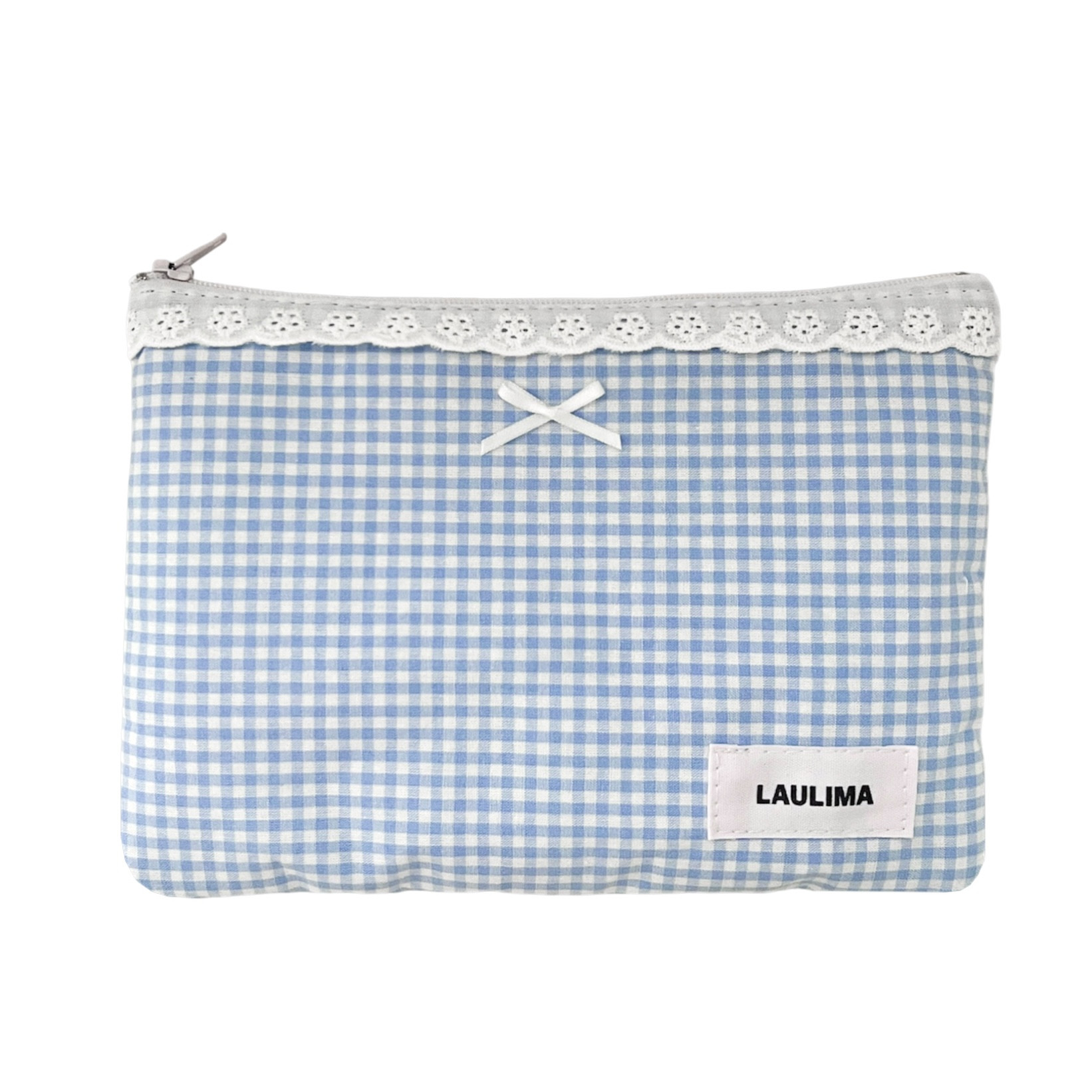 Light Blue Gingham Pouch