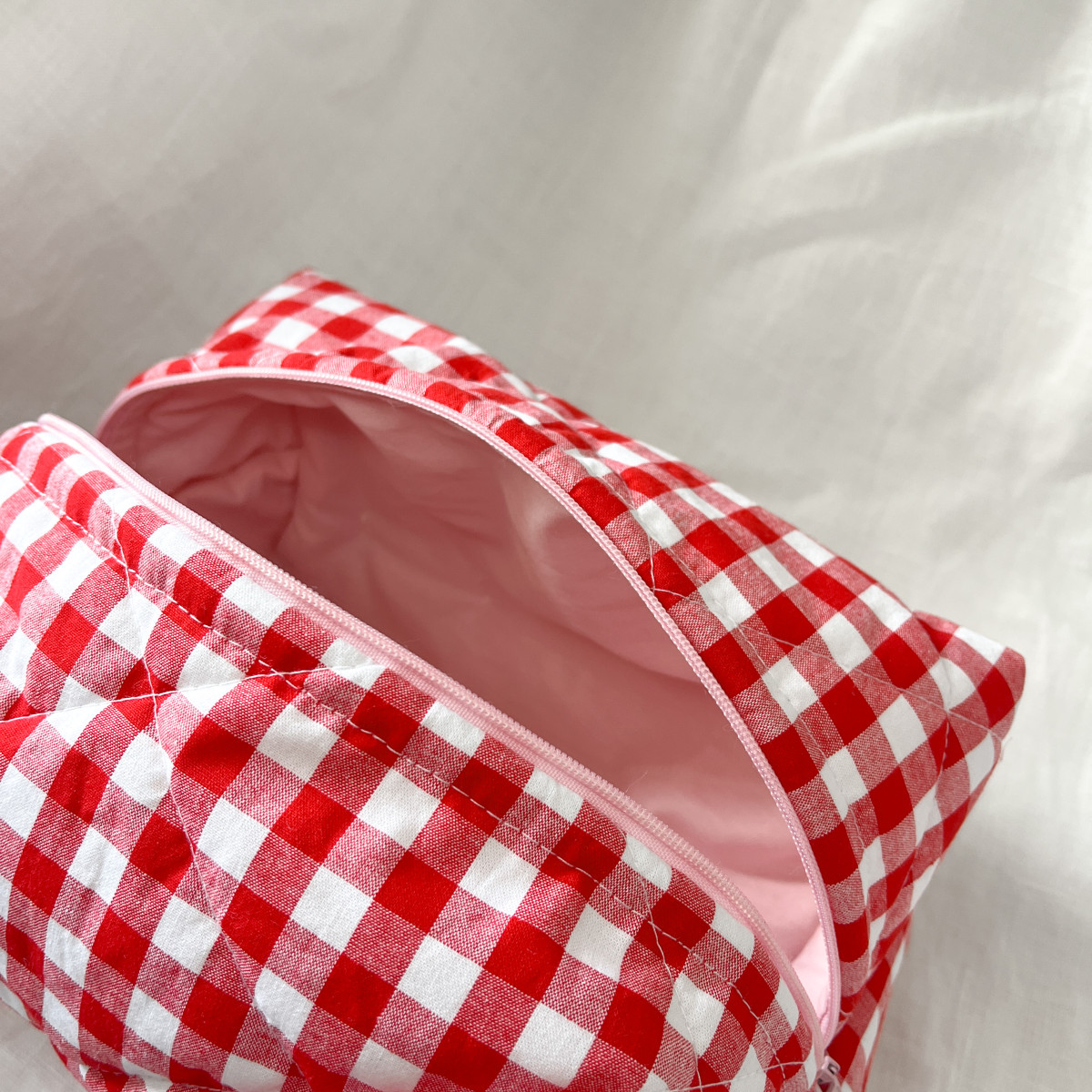 Red Gingham Makeup Bag