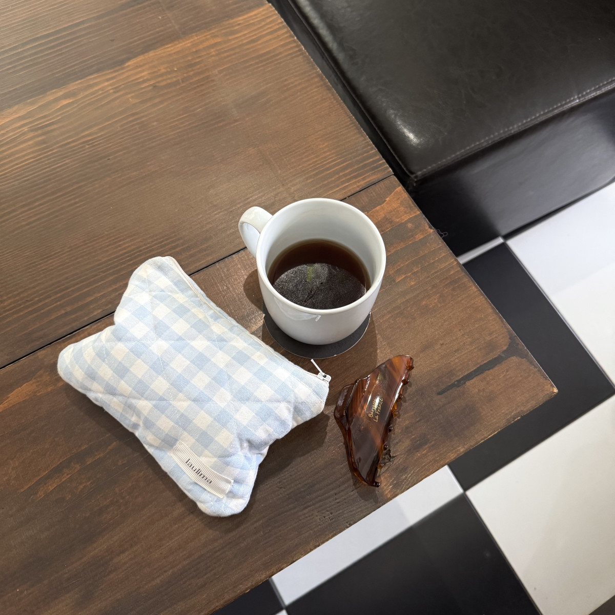 Light Blue Gingham Mini Wallet