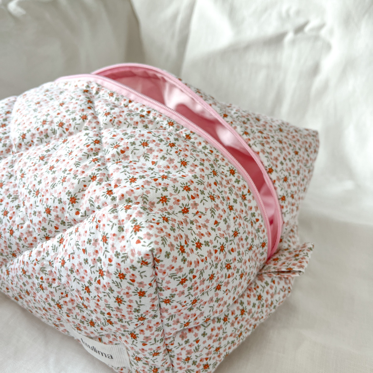 Pink Floral Makeup Bag
