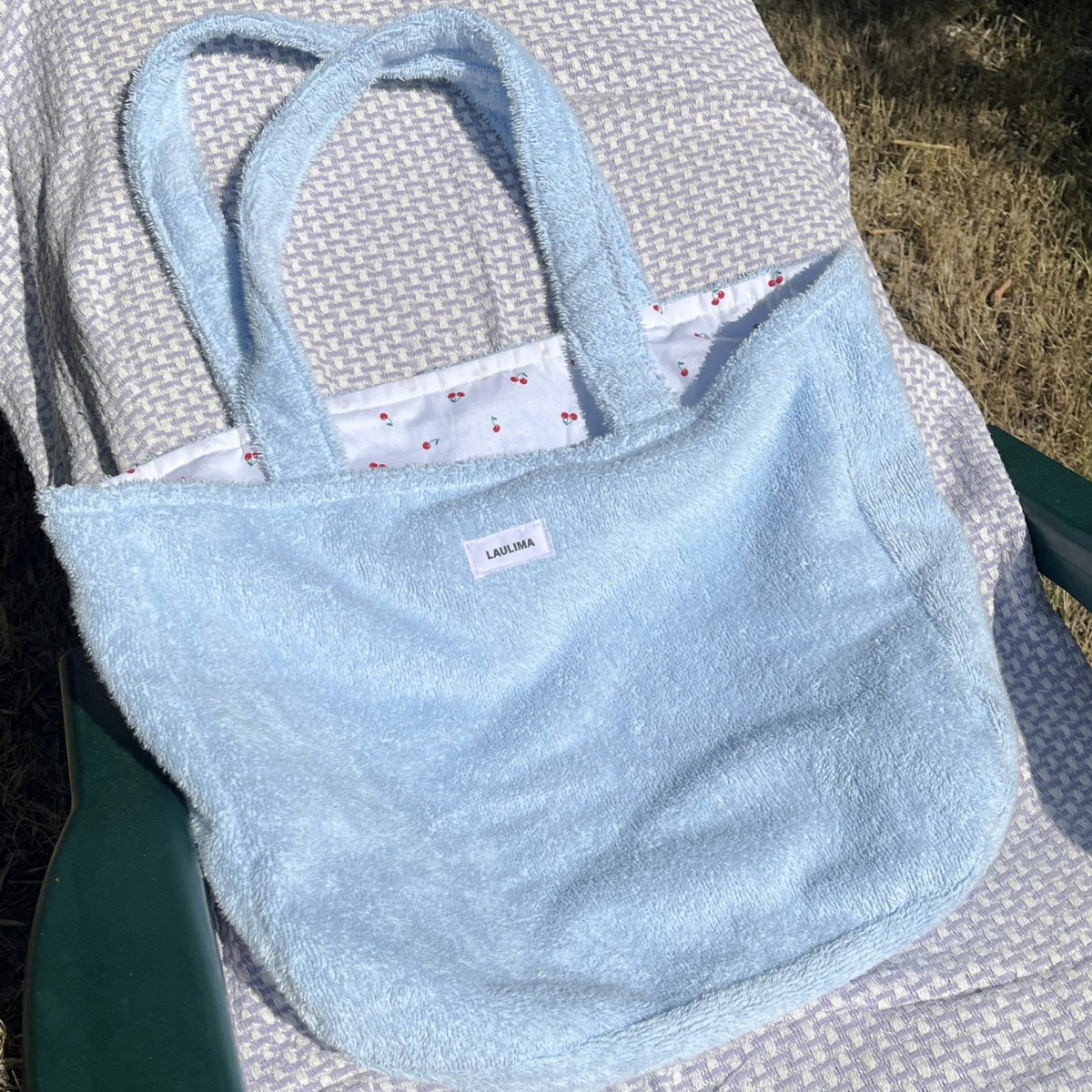 Light Blue Towel Beach Bag