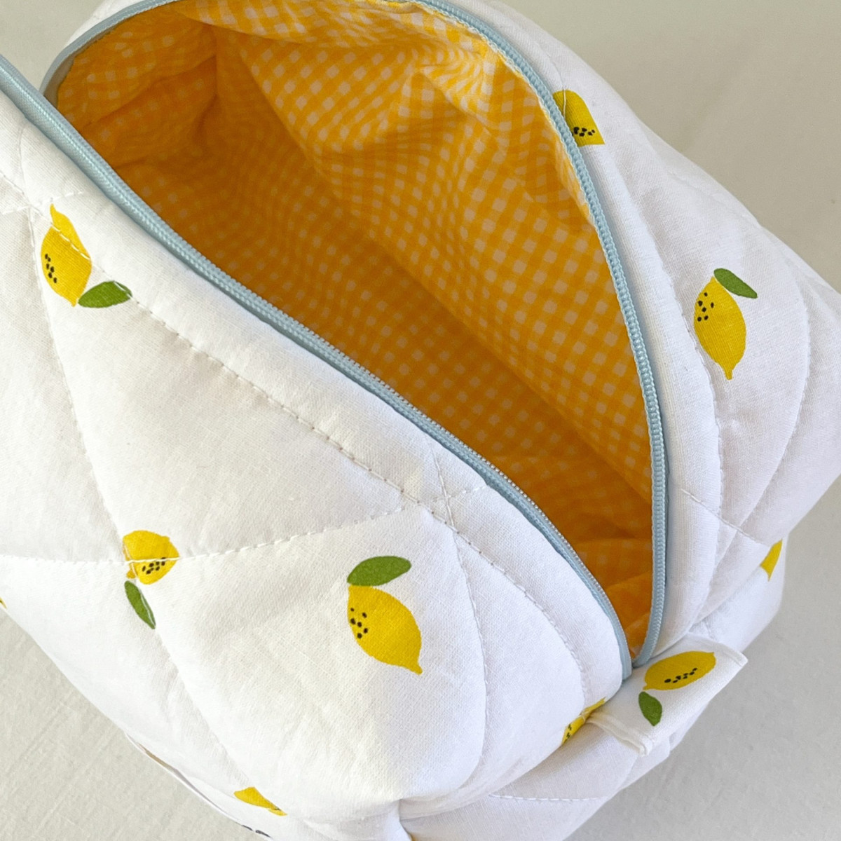 Lemon Quilted Makeup Bag