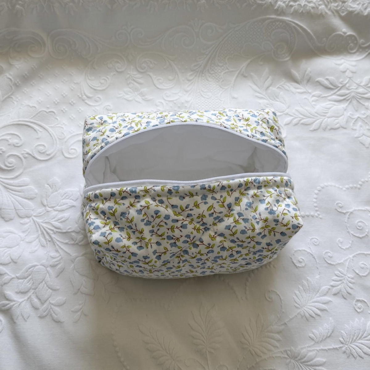 Blue Floral Makeup Bag