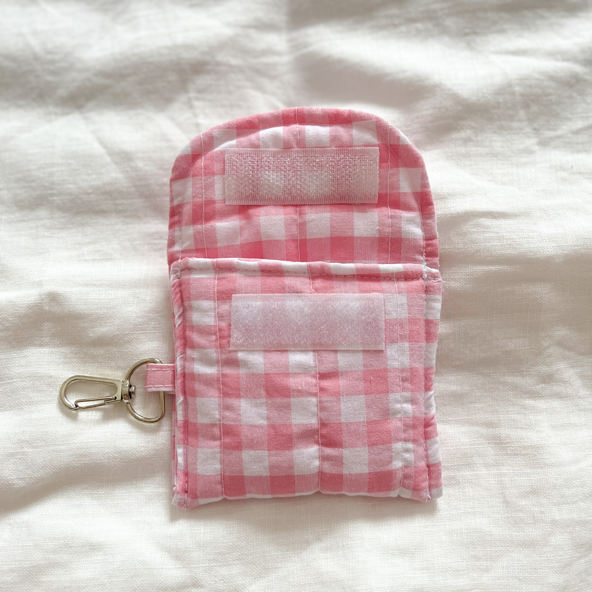 Pink Gingham Earbuds Case
