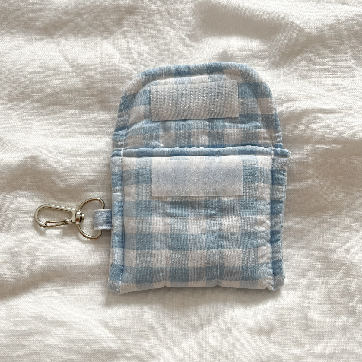 Light Blue Gingham Earbuds Case