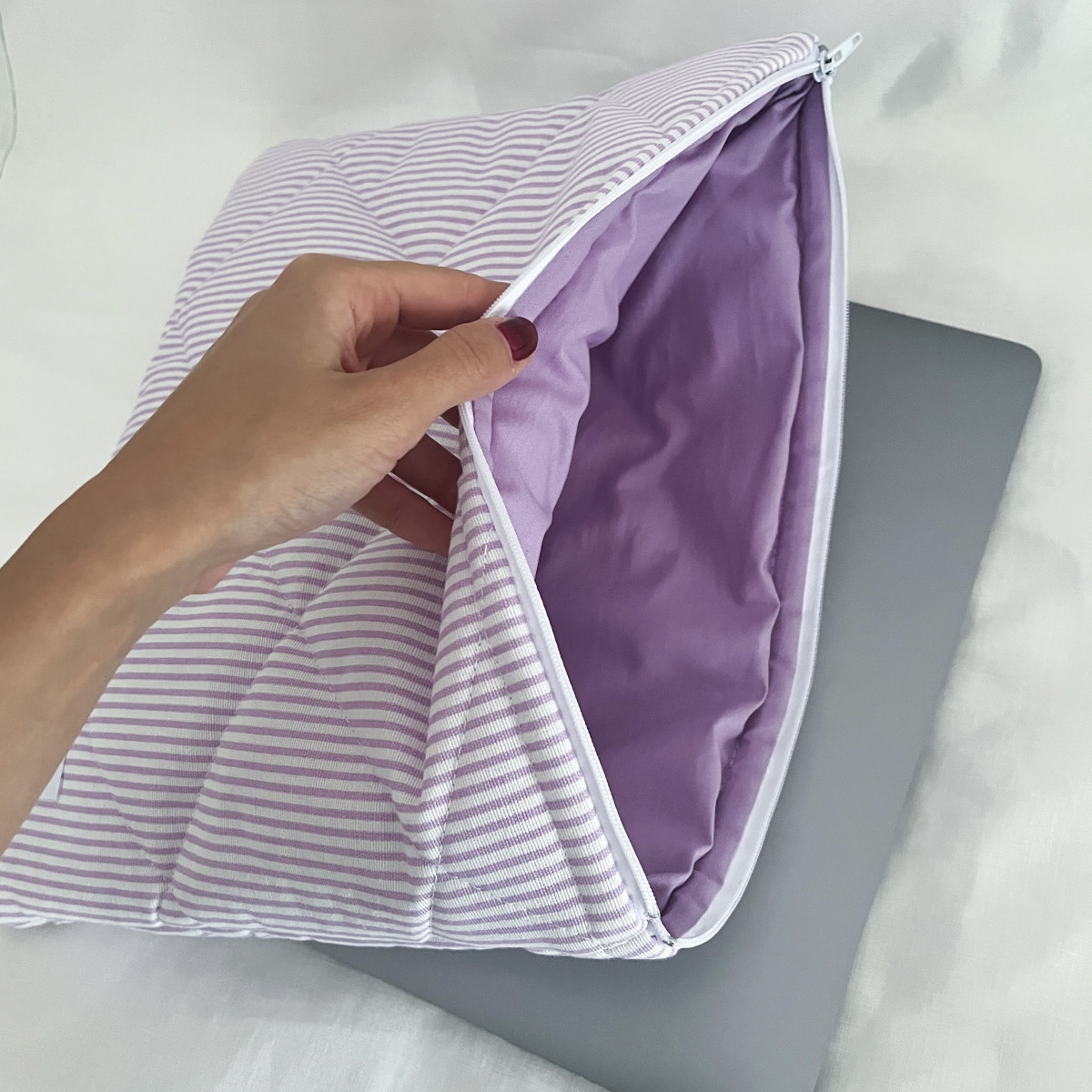 Lilac Striped Laptop Case