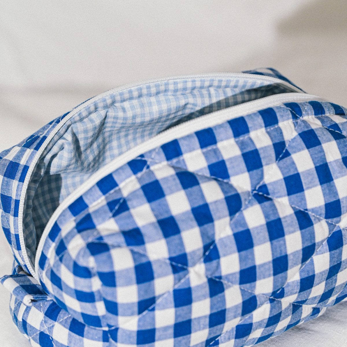 Blue Gingham Makeup Bag