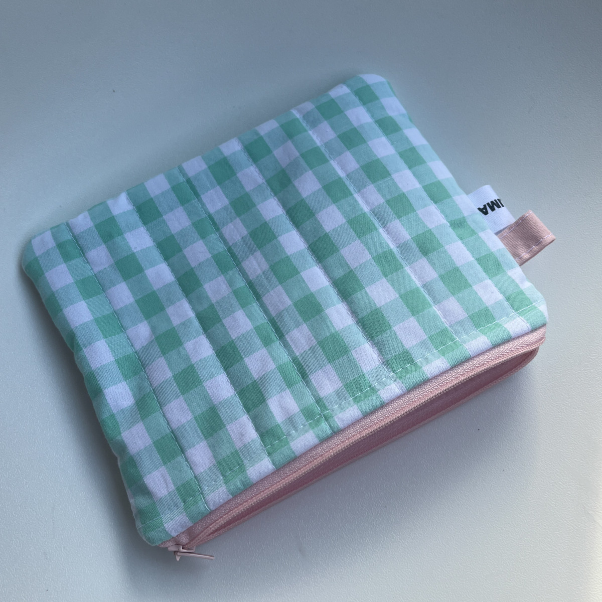 Mint Gingham Pouch