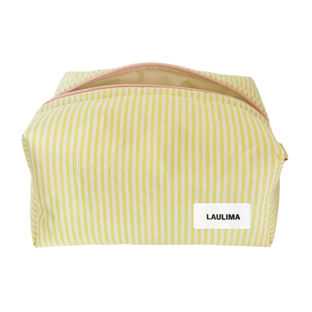 Yellow Striped Makeup Bag