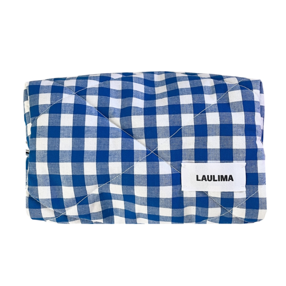 Blue Gingham Makeup Bag