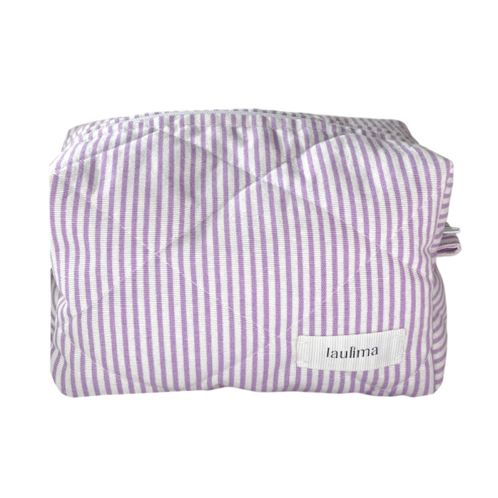 Lilac Striped Makeup Bag