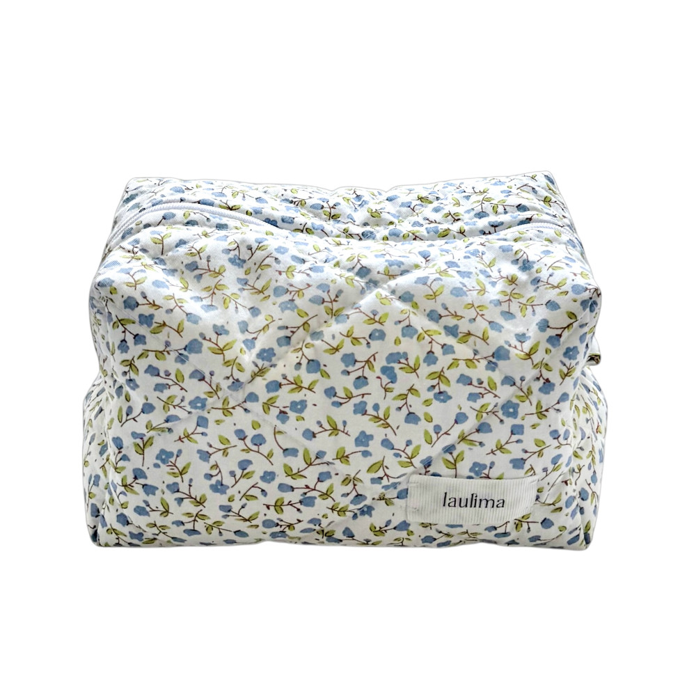 Blue Floral Makeup Bag