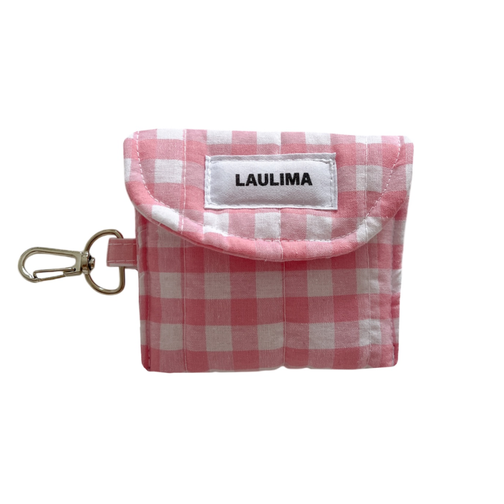 Pink Gingham Earbuds Case