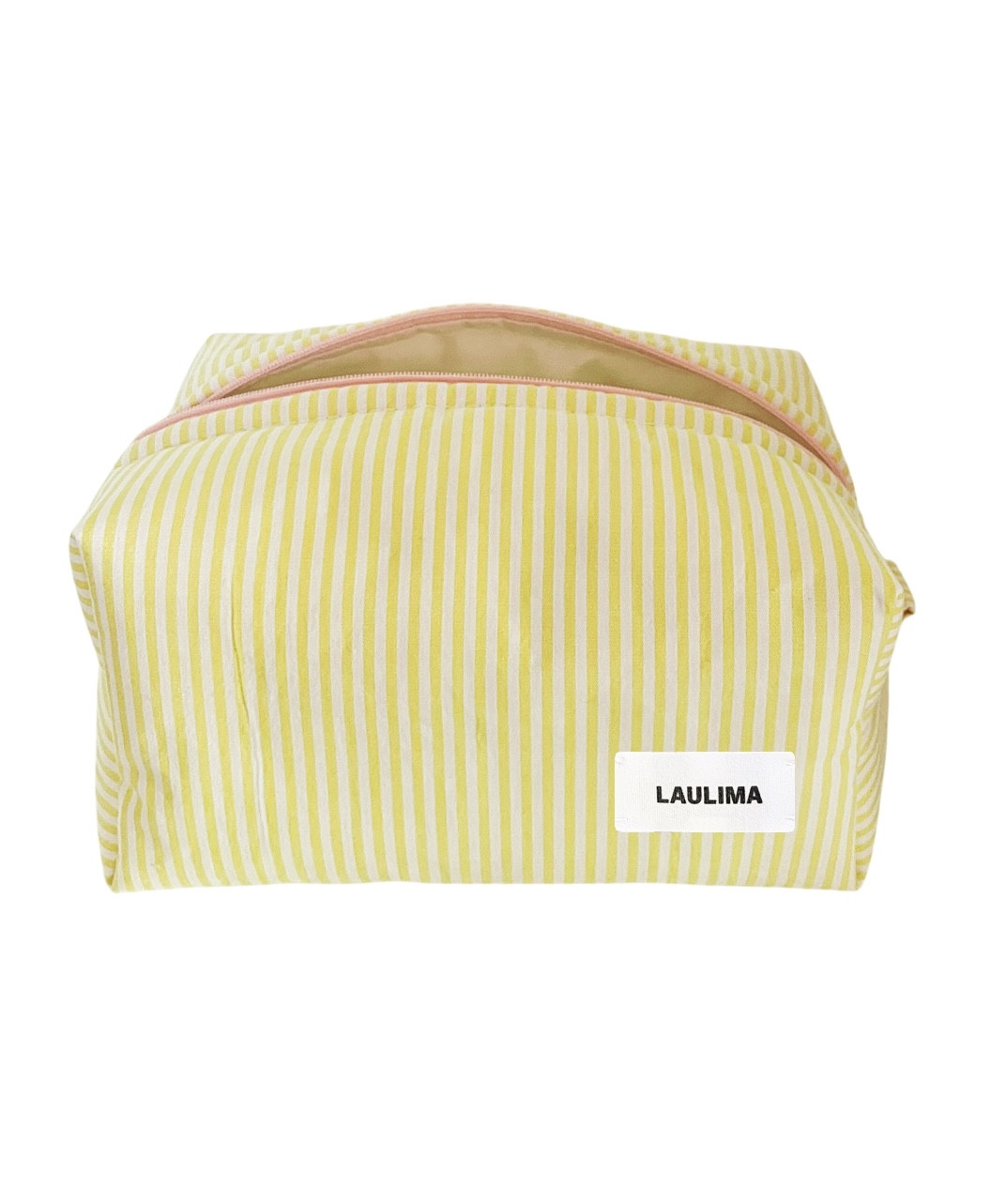 Yellow Striped Makeup Bag