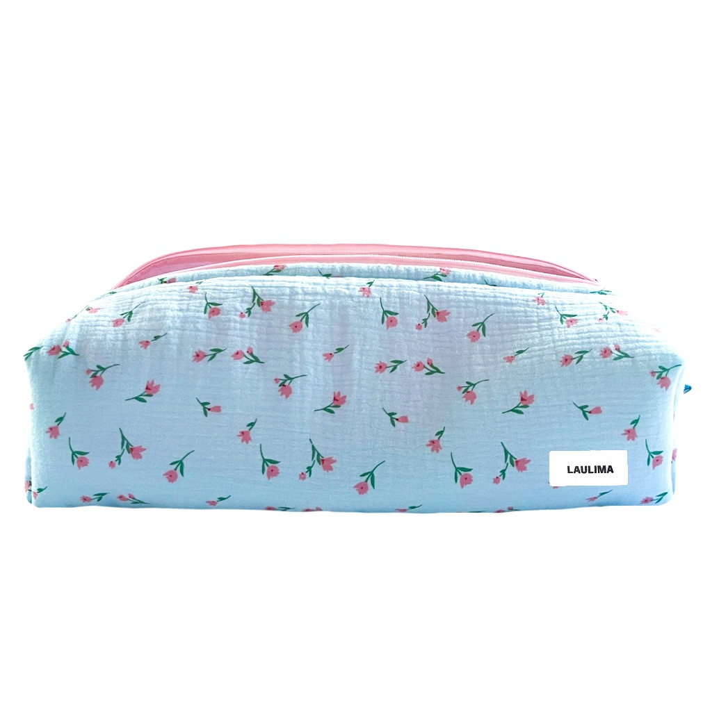 Light Blue Floral Hair Tool Bag