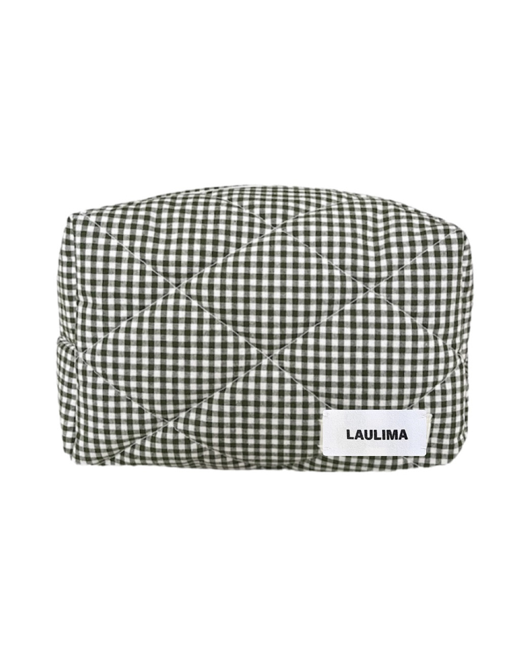Dark Green Gingham Makeup Bag