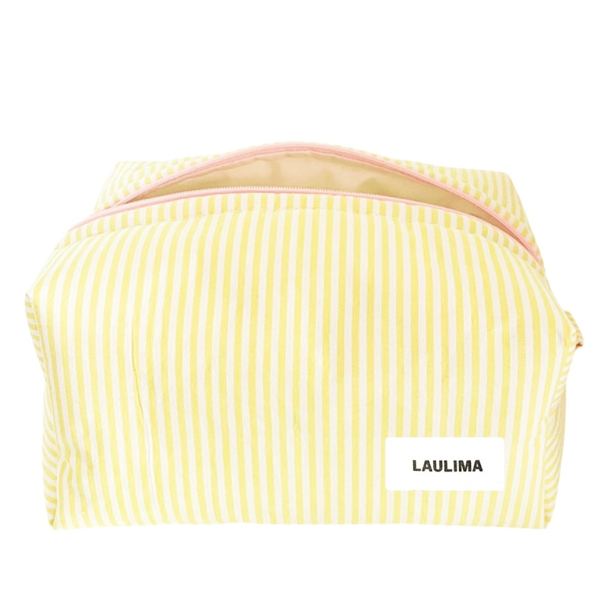 Yellow Striped Makeup Bag