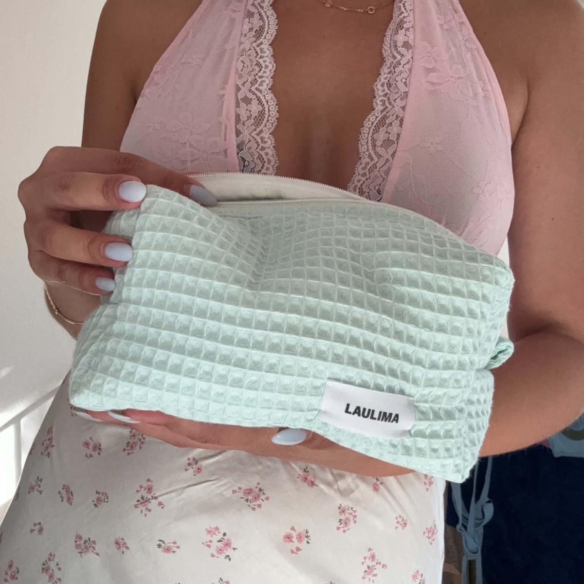 Mint Waffle Makeup Bag