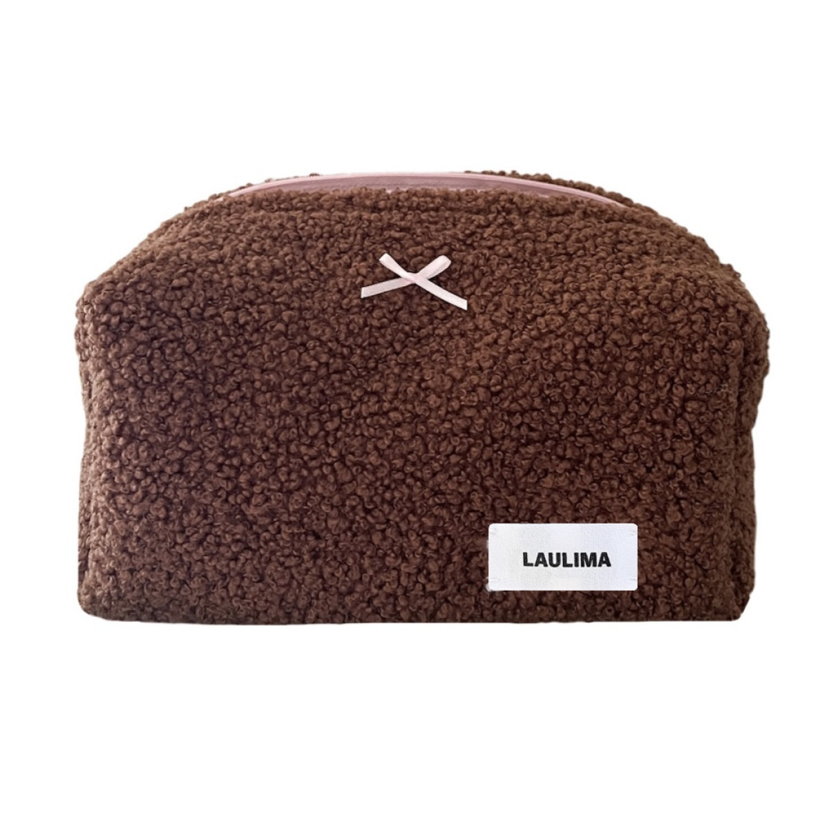 Brown Pink Teddy Makeup Bag